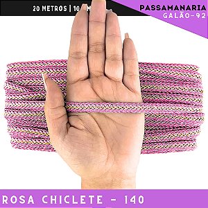 Fita Galão Passamanaria 10mm - Galao-92 - Rolo C/20 Mts Cor:Rosa-Chiclete-140