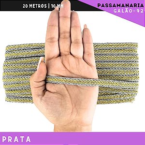 Fita Galão Passamanaria 10mm - Galao-92 - Rolo C/20 Mts Cor:Prata