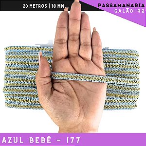 Fita Galão Passamanaria 10mm - Galao-92 - Rolo C/20 Mts Cor:Azul-Bebe-177