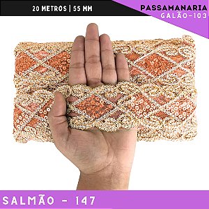 Fita Galão Passamanaria Ref:Galao-103 -55mm - Rolo C/20 Mts Cor:Salmao-147