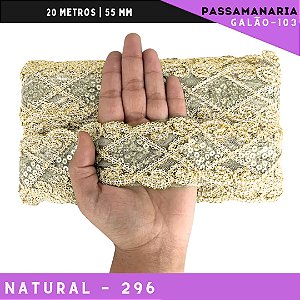 Fita Galão Passamanaria Ref:Galao-103 -55mm - Rolo C/20 Mts Cor:Natural-296