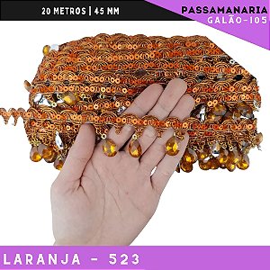 Fita Passamanaria Galao-107 Pedrarias - Tam: 35mm - Rolo C/20 Mts Cor:Laranja-523
