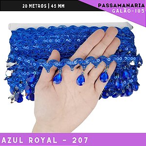 Fita Passamanaria Galao-107 Pedrarias - Tam: 35mm - Rolo C/20 Mts Cor:Azul-Royal-207