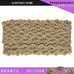 Fita Passamanaria Bicolor Galao-120 - Tam: 10mm - Rolo C/20 Mts Cor:Branco-101