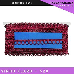 Fita Passamanaria Caseado Galao-20 - Tam: 15mm - Rolo C/20 Mts Cor:Vinho-Claro-520