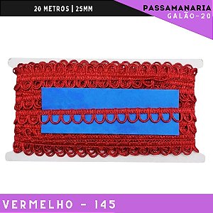 Fita Passamanaria Caseado Galao-20 - Tam: 15mm - Rolo C/20 Mts Cor:Vermelho-145