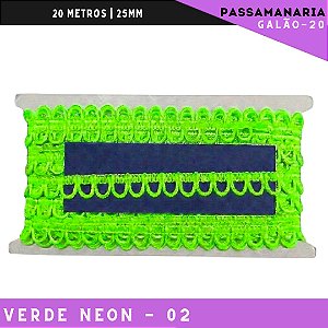 Fita Passamanaria Caseado Galao-20 - Tam: 15mm - Rolo C/20 Mts Cor:Verde-Neon-02