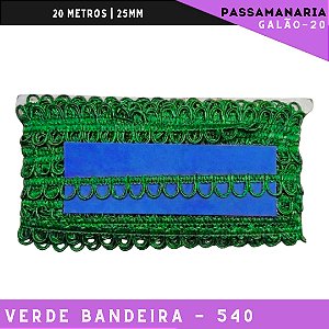 Fita Passamanaria Caseado Galao-20 - Tam: 15mm - Rolo C/20 Mts Cor:Verde-Bandeira-540