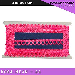 Fita Passamanaria Caseado Galao-20 - Tam: 15mm - Rolo C/20 Mts Cor:Rosa-Neon-03