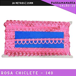 Fita Passamanaria Caseado Galao-20 - Tam: 15mm - Rolo C/20 Mts Cor:Rosa-Chiclete-140