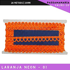 Fita Passamanaria Caseado Galao-20 - Tam: 15mm - Rolo C/20 Mts Cor:Laranja-Neon-01