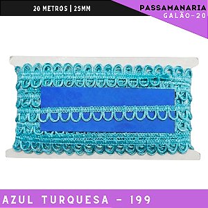Fita Passamanaria Caseado Galao-20 - Tam: 15mm - Rolo C/20 Mts Cor:Azul-Turquesa-199
