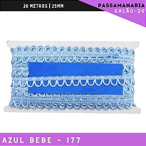 Fita Passamanaria Caseado Galao-20 - Tam: 15mm - Rolo C/20 Mts Cor:Azul-Bebe-177