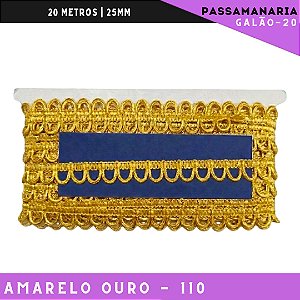Fita Passamanaria Caseado Galao-20 - Tam: 15mm - Rolo C/20 Mts Cor:Amarelo-Ouro-110