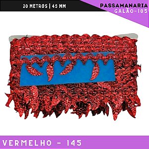 Fita Passamanaria Galao-105 Folhas - Tam: 45mm - Rolo C/20 Mts Cor:Vermelho-145