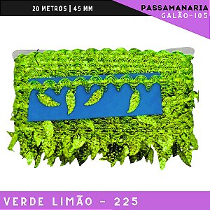 Fita Passamanaria Galao-105 Folhas - Tam: 45mm - Rolo C/20 Mts Cor:Verde-Limao-225