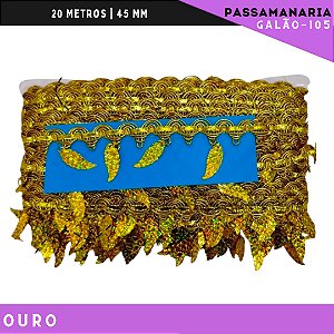 Fita Passamanaria Galao-105 Folhas - Tam: 45mm - Rolo C/20 Mts Cor:Ouro