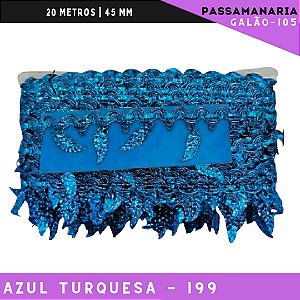 Fita Passamanaria Galao-105 Folhas - Tam: 45mm - Rolo C/20 Mts Cor:Azul-Turquesa-199