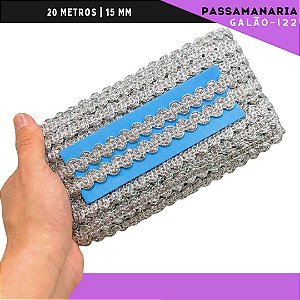Fita Passamanaria Natalina Galao-122 - Tam: 15mm - Rolo C/20 Mts Cor:Prata