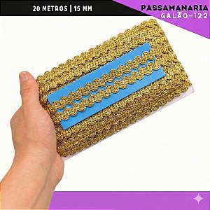Fita Passamanaria Natalina Galao-122 - Tam: 15mm - Rolo C/20 Mts Cor:Ouro