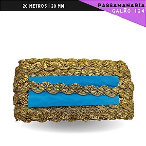 Fita Passamanaria Natalina Galao-124 - Tam: 20mm - Rolo C/20 Mts Cor:Ouro