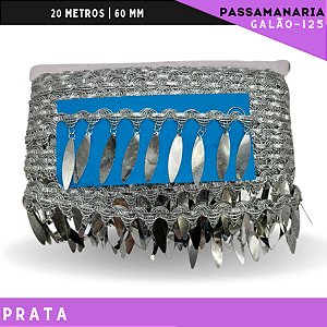 Fita Passamanaria Galao-125 - Tam: 60mm - Rolo C/20 Mts Cor:Prata