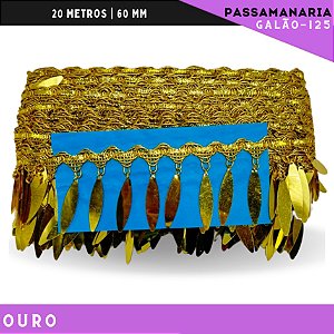 Fita Passamanaria Galao-125 - Tam: 60mm - Rolo C/20 Mts Cor:Ouro
