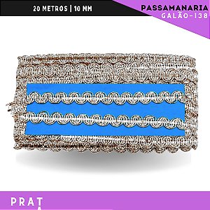 Fita Passamanaria Galao-138 - Tam: 10mm - Rolo C/20 Mts Cor:Prata