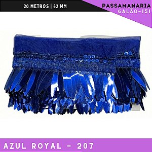 Franja Passamanaria Penas Galao-151 - Tam: 62mm - Rolo C/9.14 Mts Cor:Azul-Royal-207