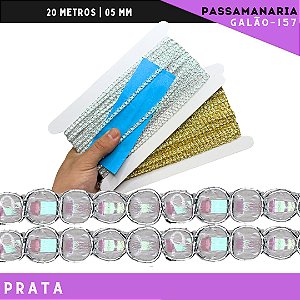 Fita Passamanaria Galao-157 Irisado - Tam: 0.5 Mm - Rolo C/20 Mts Cor:Prata
