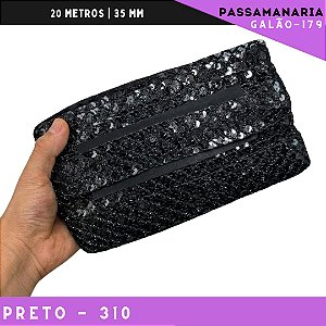 Fita Passamanaria Sereia Galao-179 - Tam: 35mm - Rolo C/20 Mts Cor:Preto-310