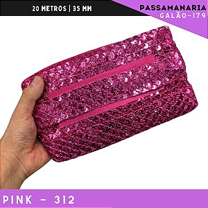 Fita Passamanaria Sereia Galao-179 - Tam: 35mm - Rolo C/20 Mts Cor:Pink-312