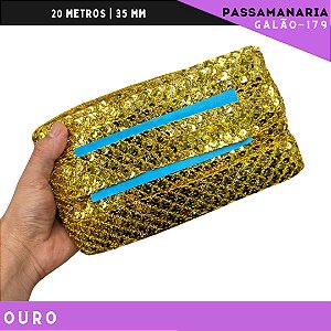 Fita Passamanaria Sereia Galao-179 - Tam: 35mm - Rolo C/20 Mts Cor:Ouro