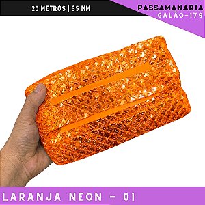 Fita Passamanaria Sereia Galao-179 - Tam: 35mm - Rolo C/20 Mts Cor:Laranja-Neon-01