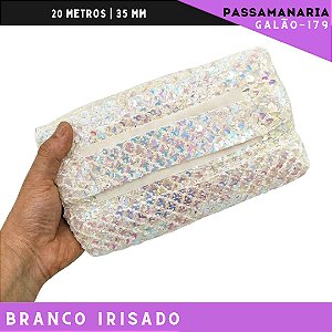 Fita Passamanaria Sereia Galao-179 - Tam: 35mm - Rolo C/20 Mts Cor:Branco-Irizado-101/Ir