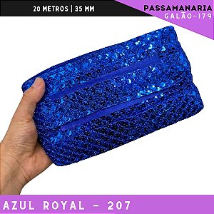 Fita Passamanaria Sereia Galao-179 - Tam: 35mm - Rolo C/20 Mts Cor:Azul-Royal-207