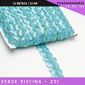 Fita Galão Passamanaria Ref:Galao-184 -24mm - Rolo C/20 Mts Cor:Verde-Bebe-251