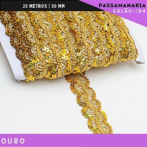 Fita Galão Passamanaria Ref:Galao-184 -24mm - Rolo C/20 Mts Cor:Ouro