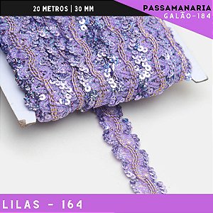 Fita Galão Passamanaria Ref:Galao-184 -24mm - Rolo C/20 Mts Cor:Lilas-164