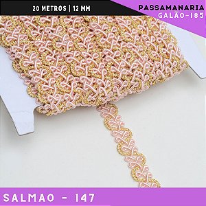 Fita Galão Passamanaria Ref:Galao-185 -12mm - Rolo C/20 Mts Cor:Salmao-147