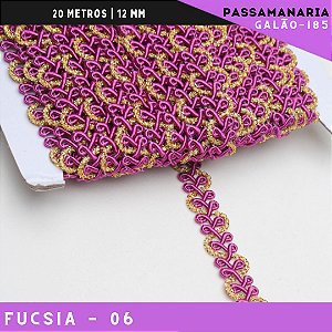 Fita Galão Passamanaria Ref:Galao-185 -12mm - Rolo C/20 Mts Cor:Fucsia-06