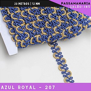 Fita Galão Passamanaria Ref:Galao-185 -12mm - Rolo C/20 Mts Cor:Azul-Royal-207