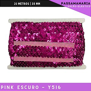 Fita Galao Elastico De Paete Lantejoula - Tam: 35mm - Rolo C/13.7 Mts Cor:Pink-Escuro-Y516