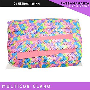 Fita Galao Elastico De Paete Lantejoula - Tam: 35mm - Rolo C/13.7 Mts Cor: Multicor-Claro