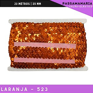 Fita Galao Elastico De Paete Lantejoula - Tam: 35mm - Rolo C/13.7 Mts Cor:Laranja-523