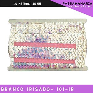 Fita Galao Elastico De Paete Lantejoula - Tam: 35mm - Rolo C/13.7 Mts Cor:Irisado