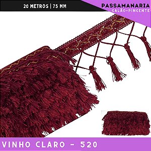 Fita Galao Pingente De Seda Tassel - 7,5 Cm - Passamanaria Franja - Rolo C/ 20 Mts Cor:Vinho-Claro-520