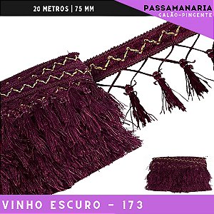 Fita Galao Pingente De Seda Tassel - 7,5 Cm - Passamanaria Franja - Rolo C/ 20 Mts Cor:Vinho-173