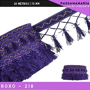 Fita Galao Pingente De Seda Tassel - 7,5 Cm - Passamanaria Franja - Rolo C/ 20 Mts Cor:Roxo-218