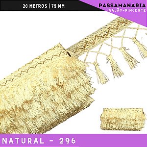 Fita Galao Pingente De Seda Tassel - 7,5 Cm - Passamanaria Franja - Rolo C/ 20 Mts Cor:Natural-296